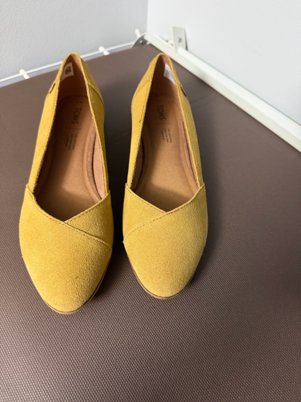 Yellow Suede Toms Flats- brand New size 9